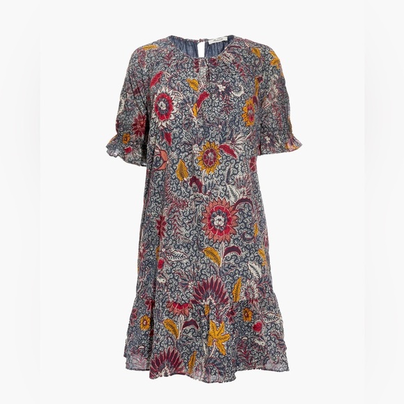 Madewell Ruffle-Sleeve Popover Mini Dress in Bali Blooms | NWT $110 | Size Small - Picture 1 of 6